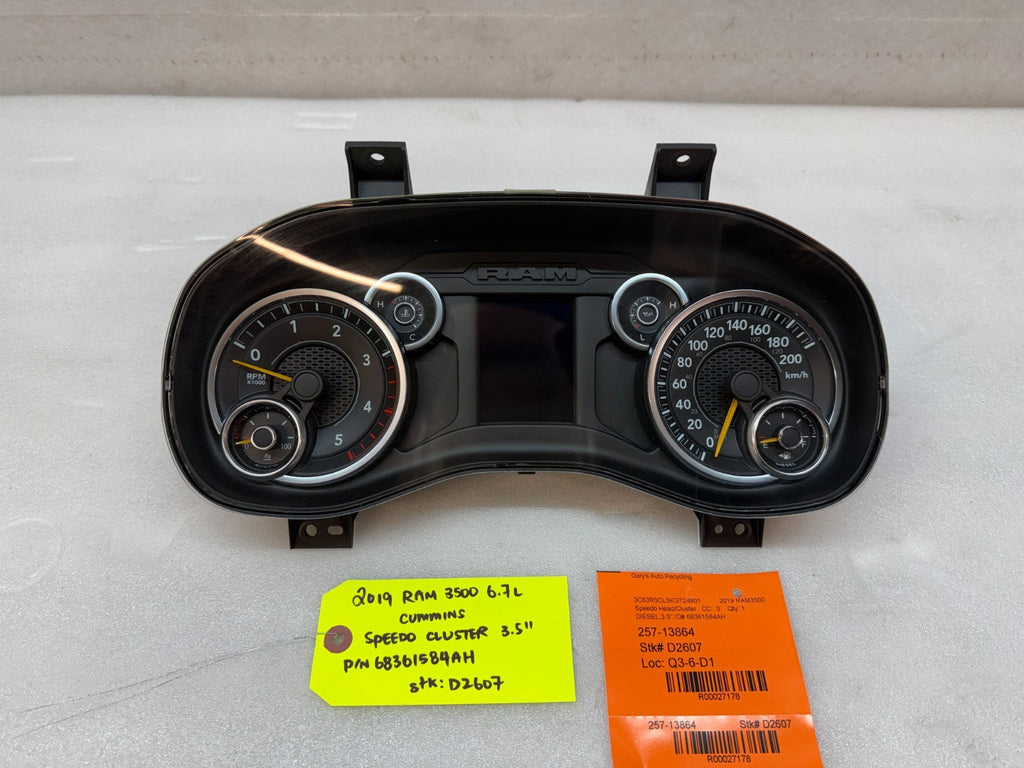 19 20 21  RAM 2500 3500 6.7 CUMMINS GAUGE CLUSTER SPEEDOMETER TACH 68361584AH