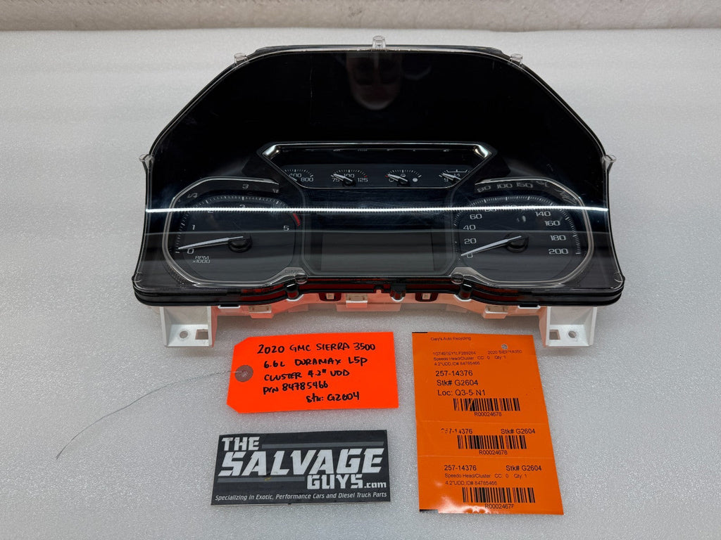 20 GMC SIERRA 2500 3500 DIESEL DURAMAX KMH GAUGE CLUSTER 4.2" UDD 84785466 19-23