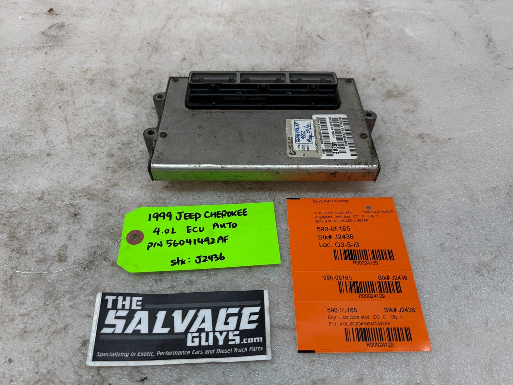 99 JEEP CHEROKEE XJ 4.0 AUTOMATIC ENGINE COMPUTER ECM ECU P56041534AE 56041492AF