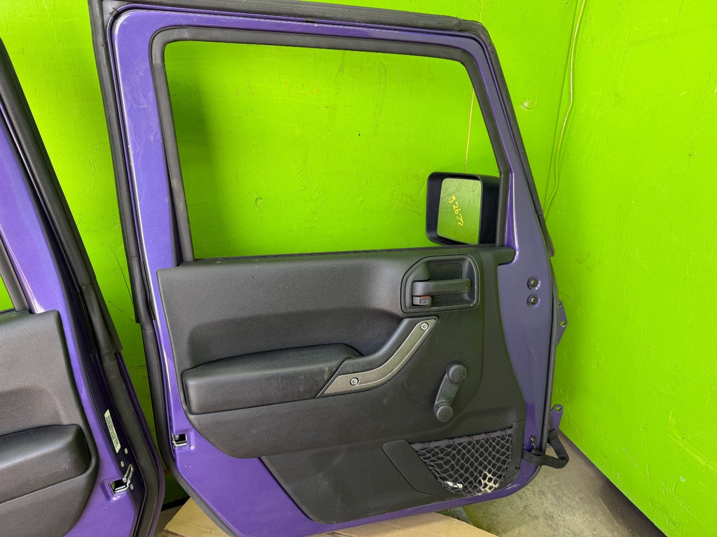 07-18 JEEP WRANGLER JK OEM FULL HARD DOORS PURPLE PHG W/ DOOR PANELS MIRROR KEY