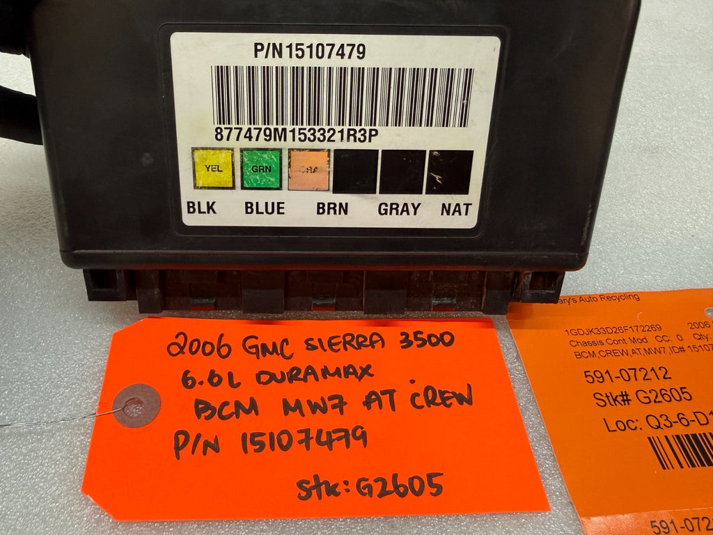 06 07 Chevrolet GMC DURAMAX LBZ 6.6 BODY CONTROL MODULE BCM 15107479