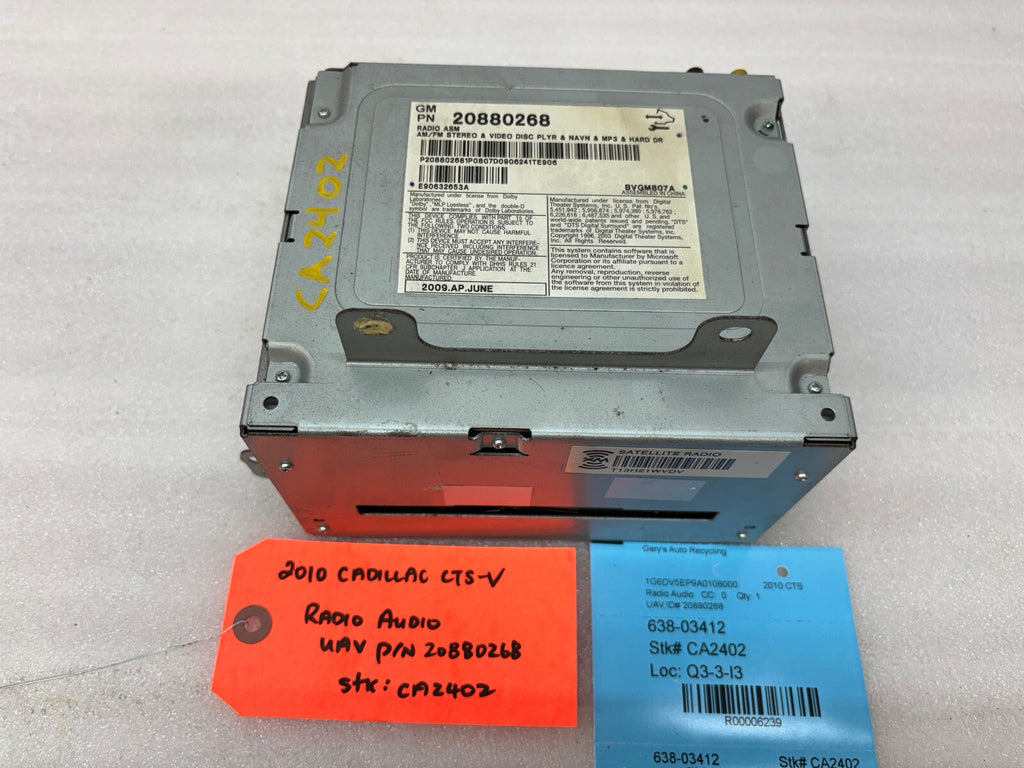 10 CADILLAC CTS-V CTSV OEM CD RADIO STEREO HEAD UNIT 20880268 08-11