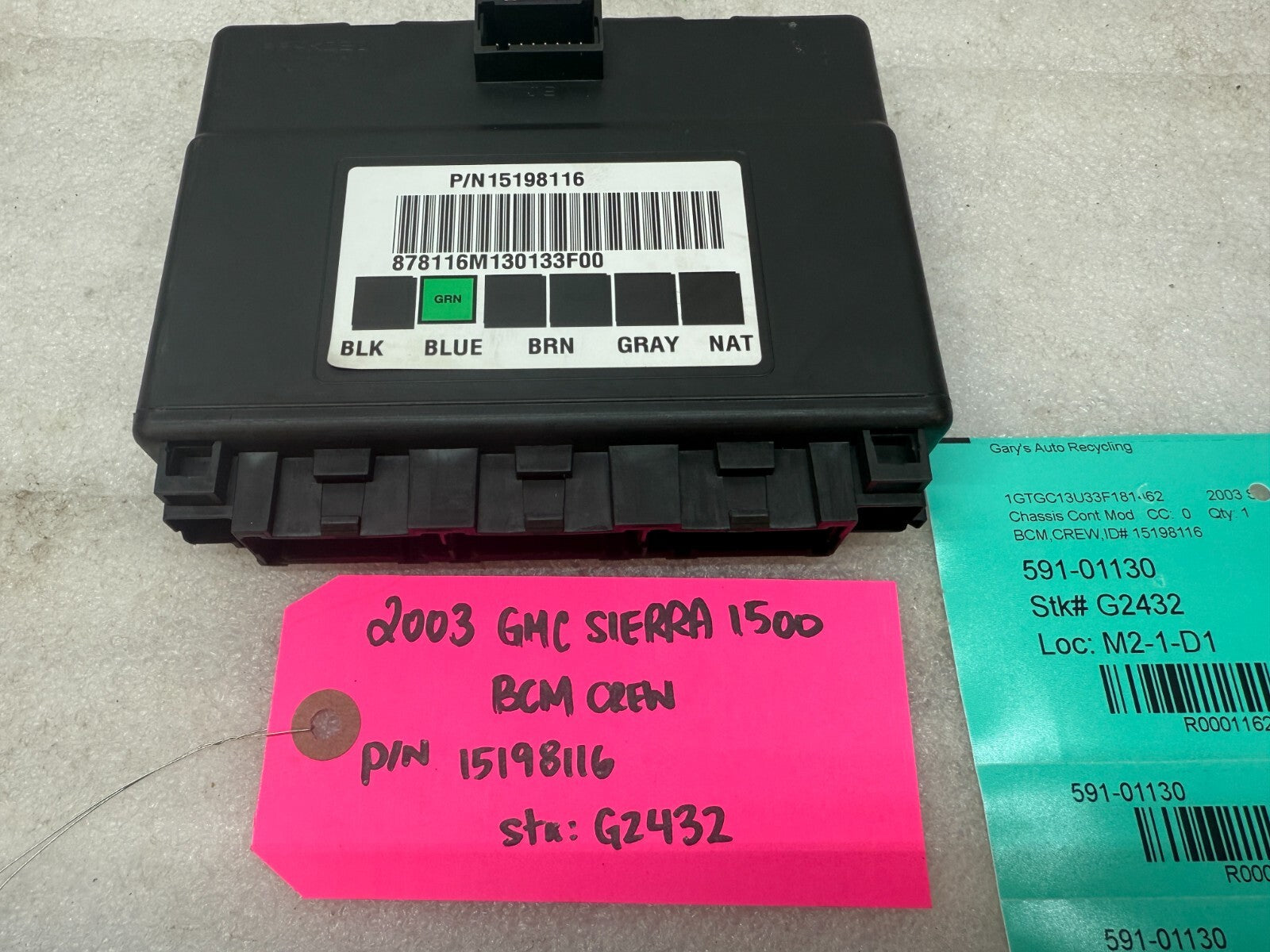 03 04 Chevrolet GMC 1500 2500 DURAMAX  BODY CONTROL MODULE BCM 15198116
