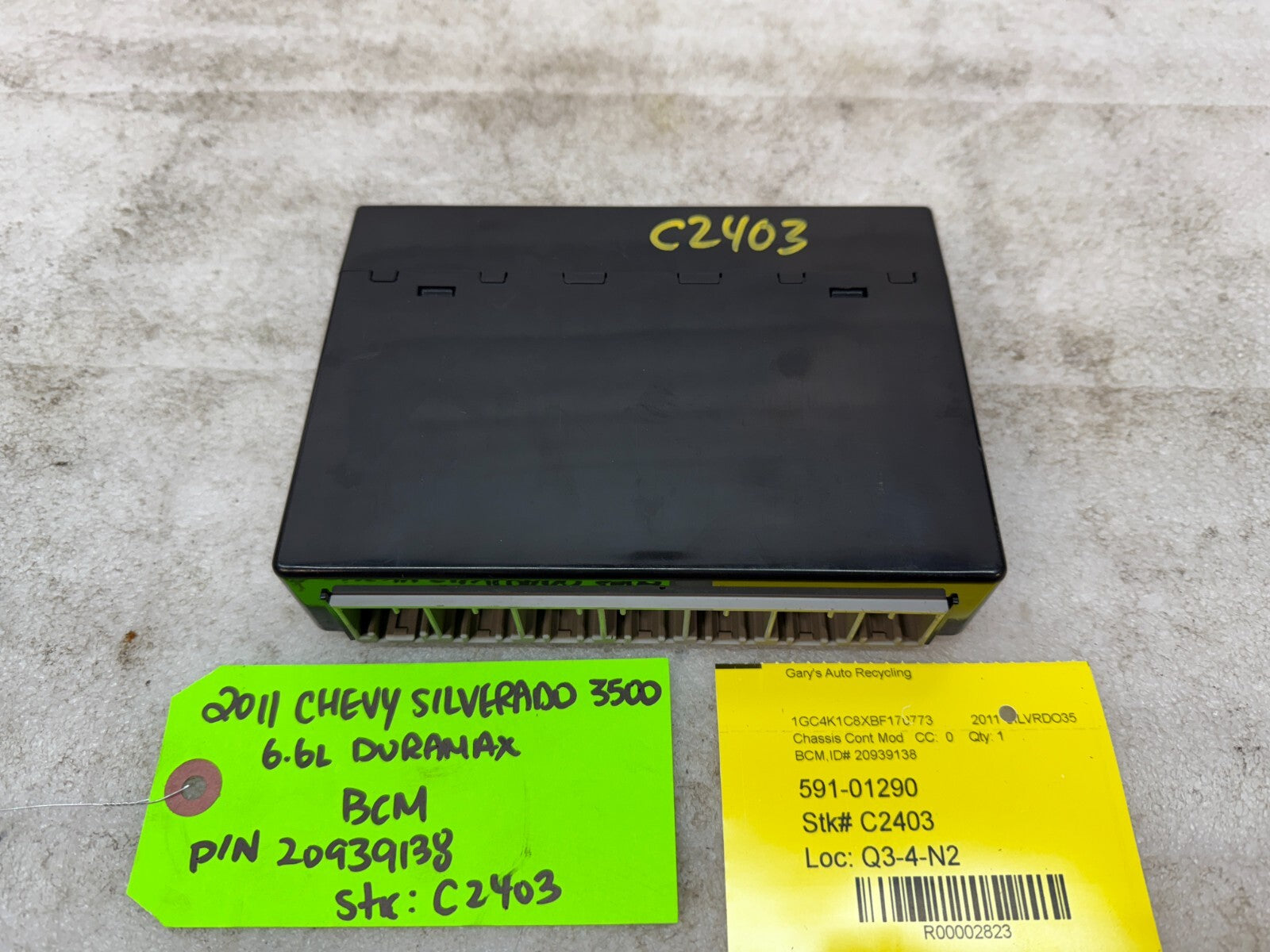 11-14 Chevrolet GMC 2500HD DURAMAX 6.6 LML BCM BODY CONTROL MODULE 20939138