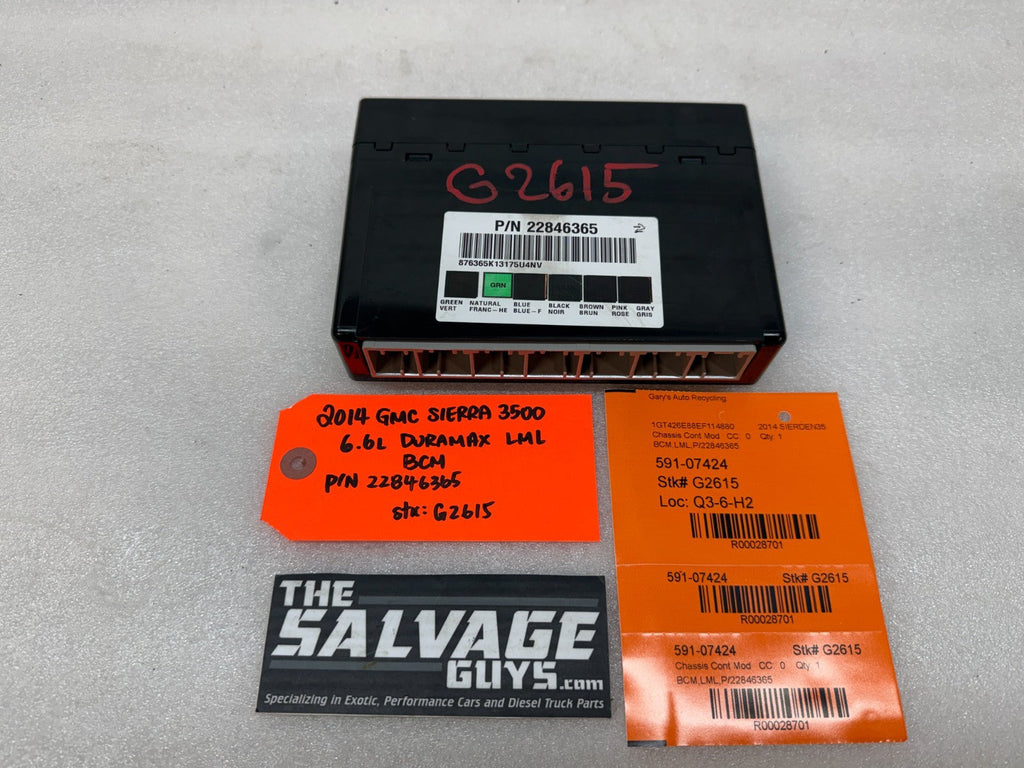 11-14 Chevrolet GMC 2500HD DURAMAX 6.6 LML BCM BODY CONTROL MODULE 22846365