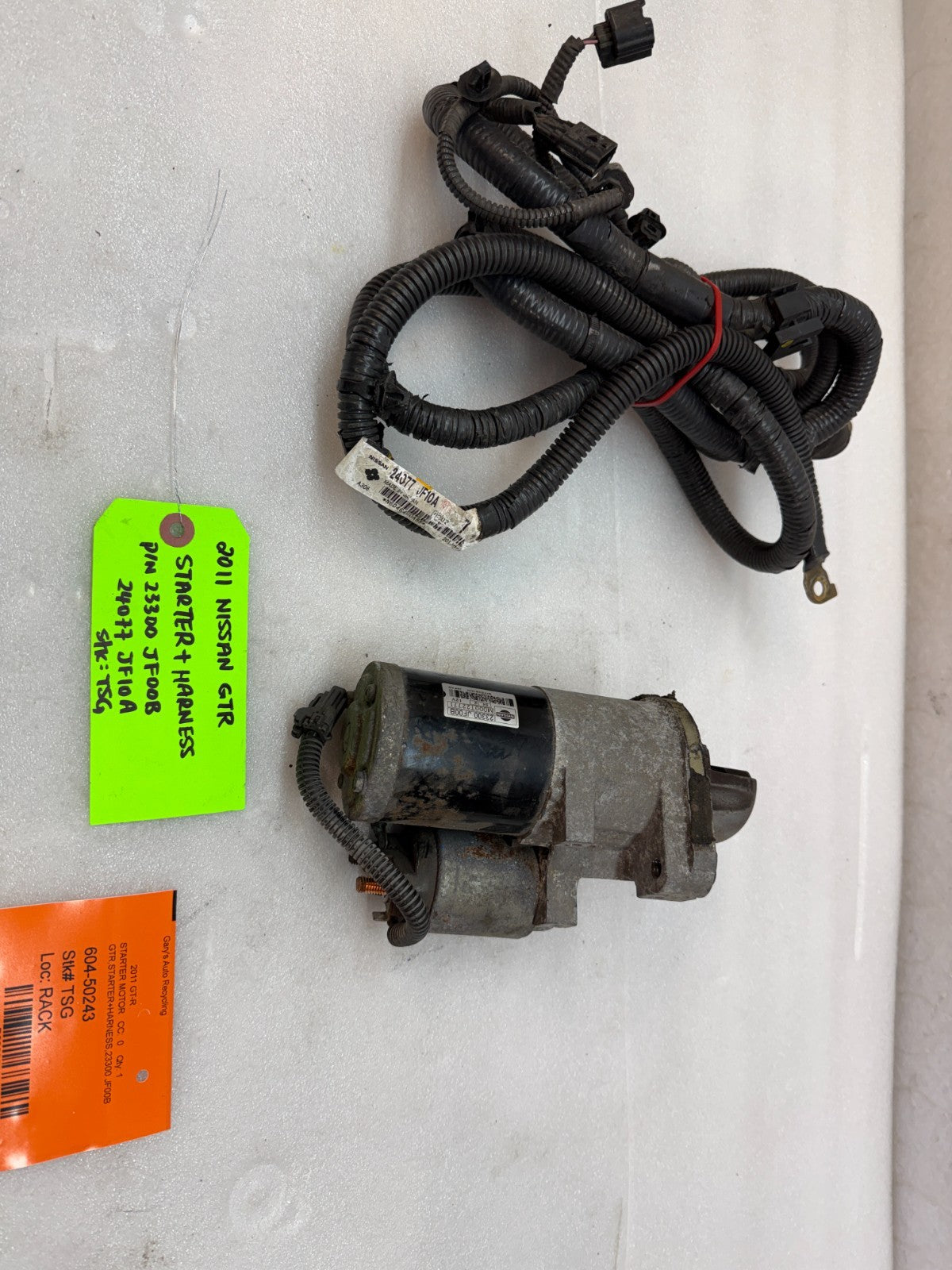 11 NISSAN GTR R35 OEM VR38 OEM STARTER AND BATT CABLE HARNESS 23300JF00B 09-13