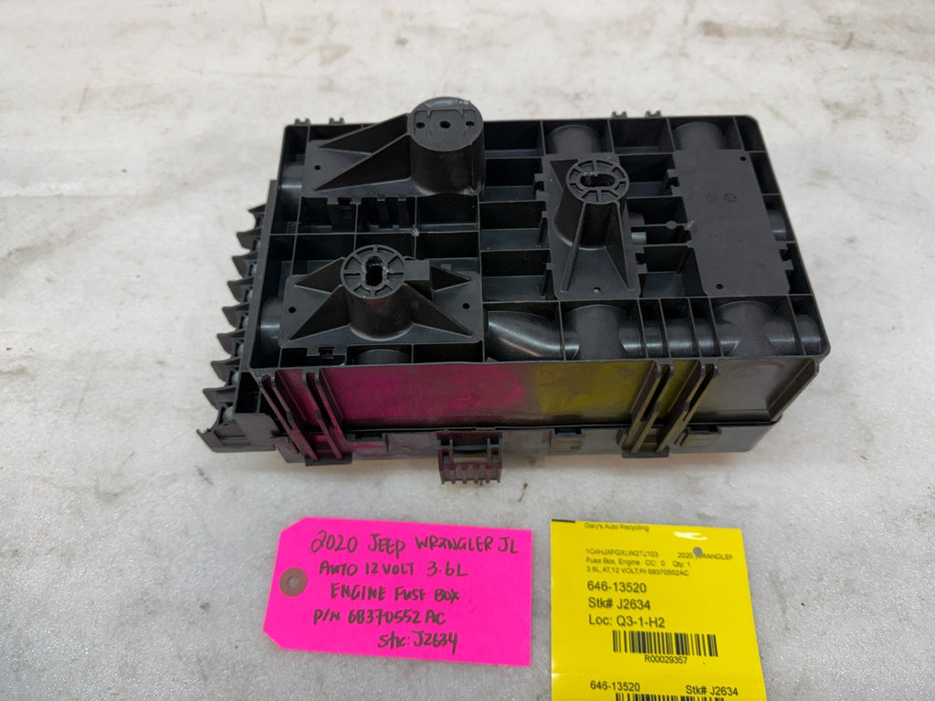 20 JEEP WRANGLER JL JT 3.6 ENGINE FUSE RELAY BOX P68370552AC 18-23