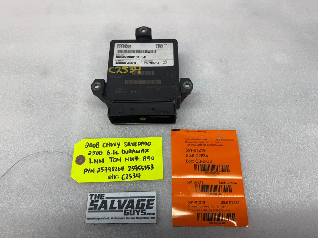 06 07 08 GMC SIERRA ALLISON A40 TRANSMISSION CONTROL MODULE TCM TCU A40 25798264