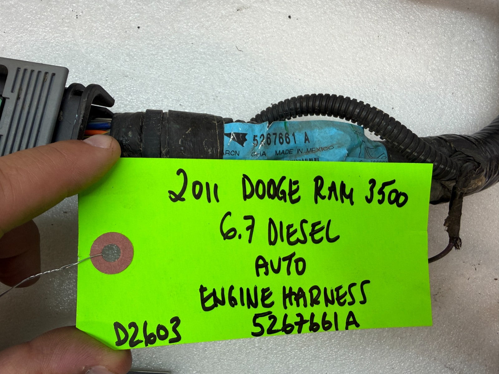 11 DODGE RAM 2500 3500 6.7 ENGINE WIRING HARNESS 4x4 AUTO 5267661A