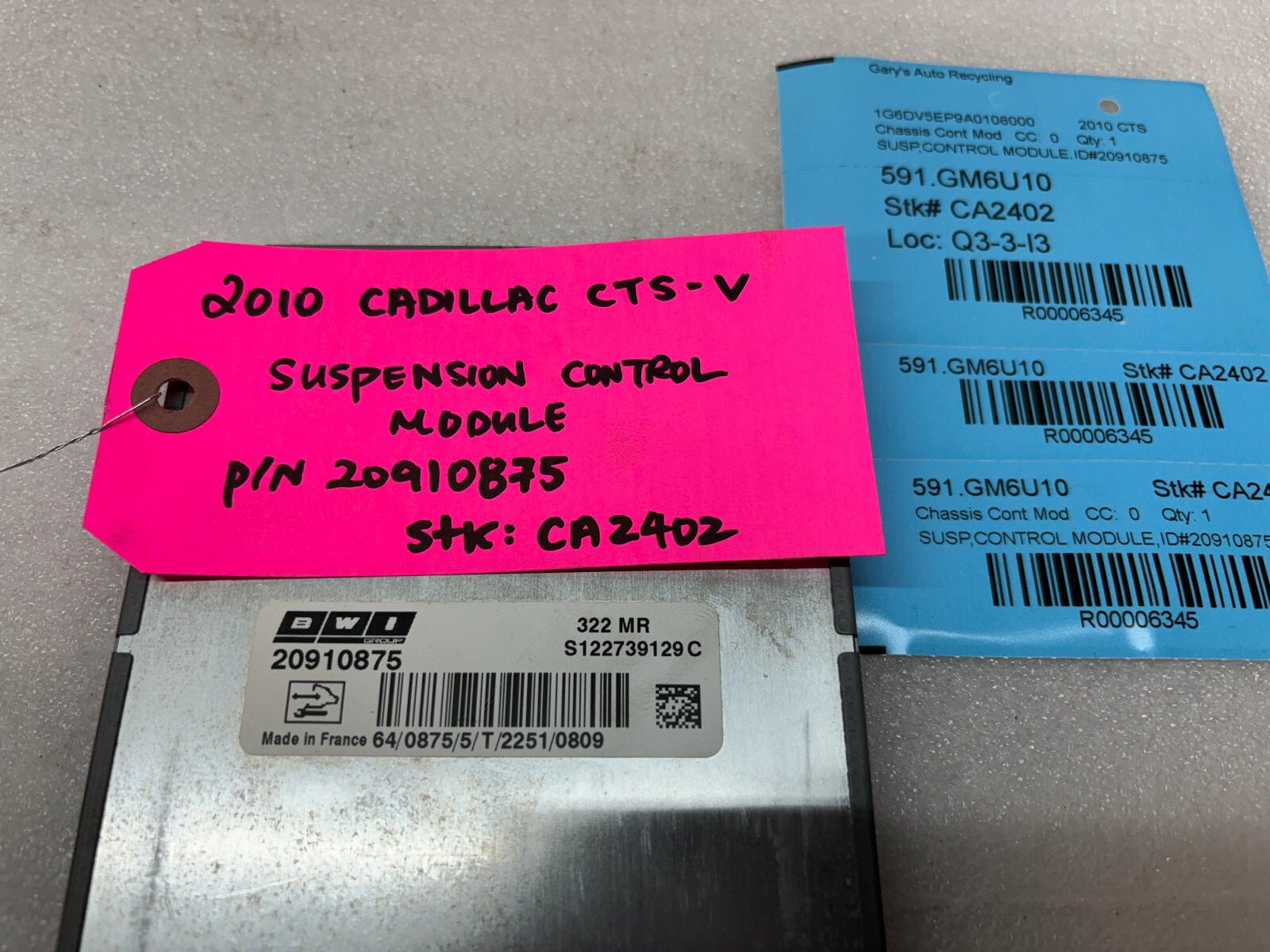 10 CADILLAC CTS-V CTSV OEM ACTIVE SUSPENSION CONTROL MODULE 20910875