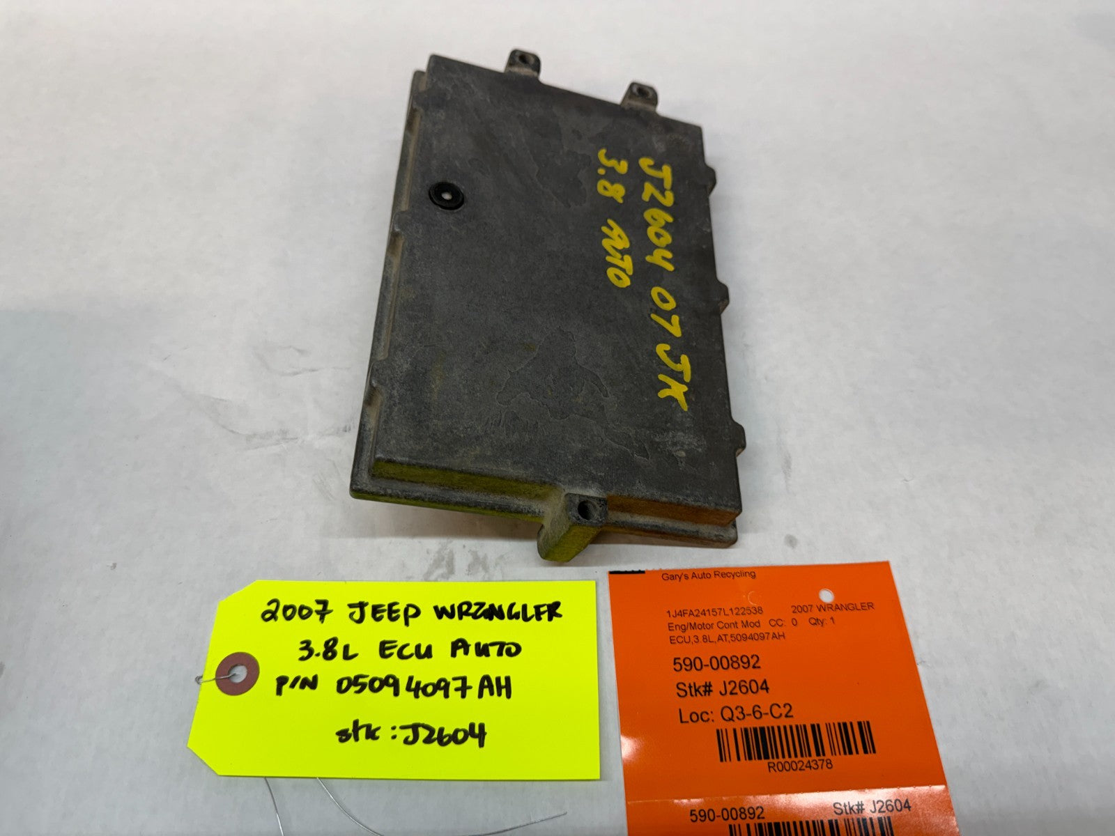 07 JEEP WRANGLER 3.8 AUTO JK ENGINE COMPUTER ECM ECU P05094097AH