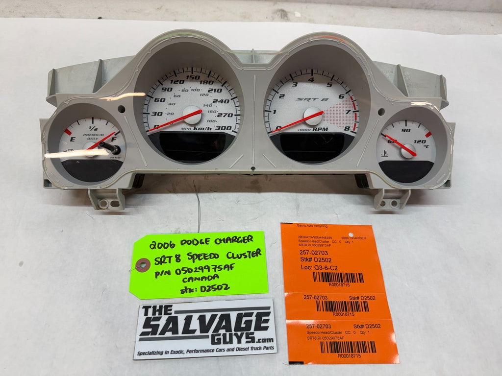 06 07 08 DODGE CHARGER SRT-8 SRT 6.1 OEM METRIC GAUGE CLUSTER P05029975AF