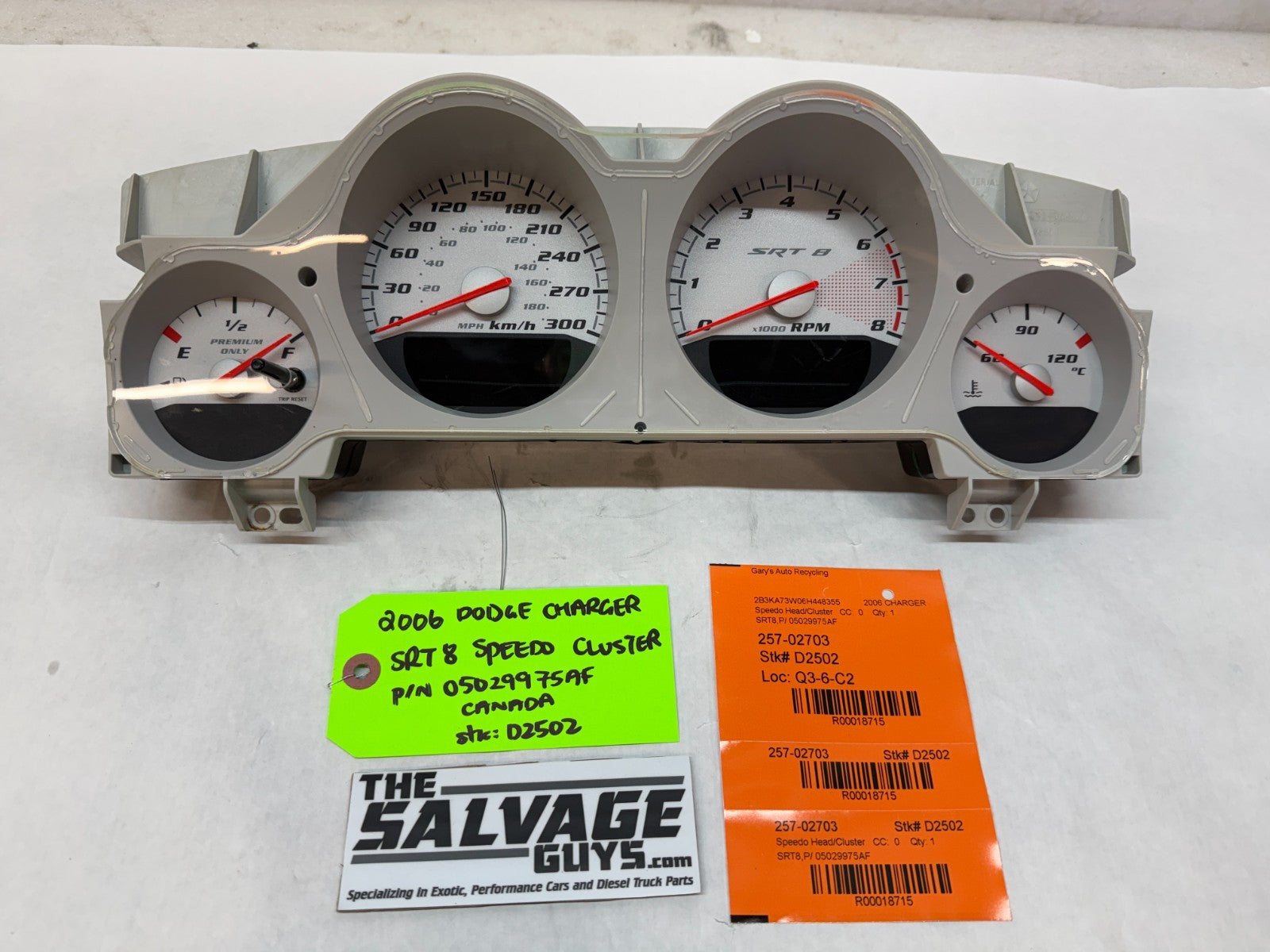 06 07 08 DODGE CHARGER SRT-8 SRT 6.1 OEM METRIC GAUGE CLUSTER P05029975AF
