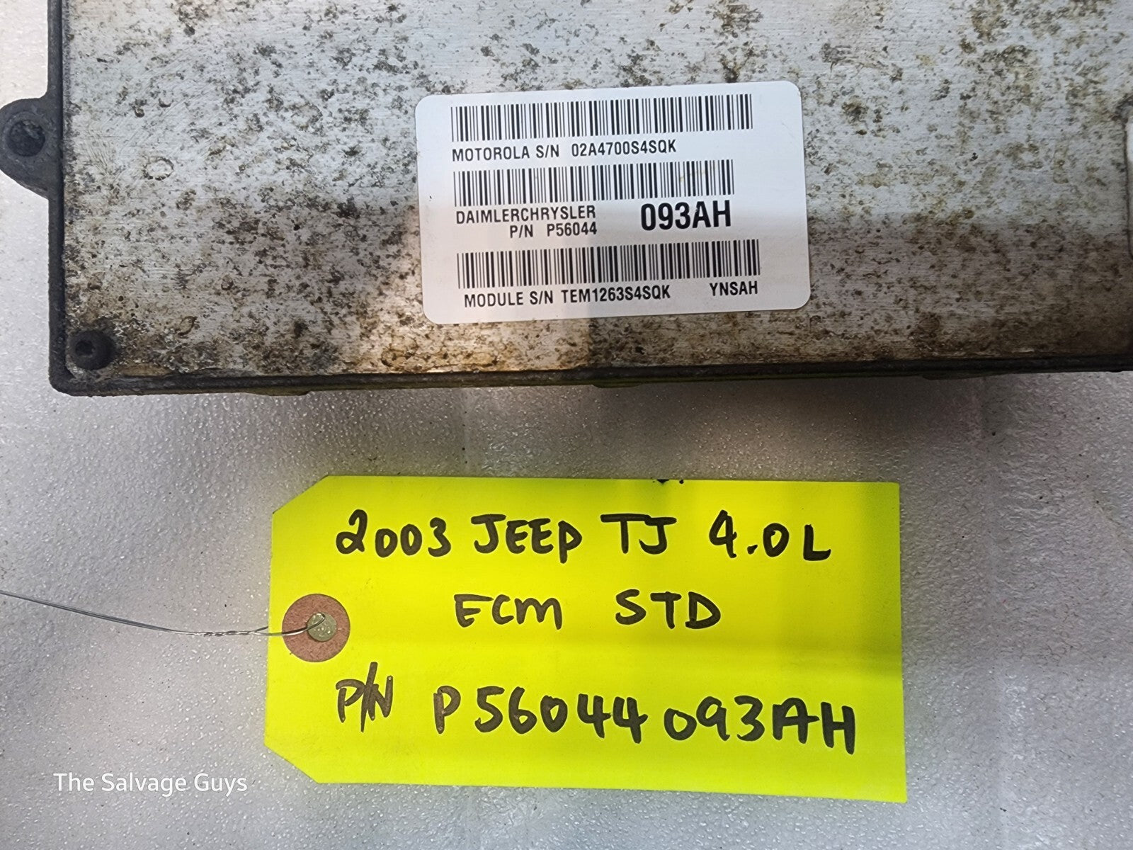 03 JEEP WRANGLER TJ 4.0 MANUAL TRANS ENGINE COMPUTER ECM ECU P56044093AH