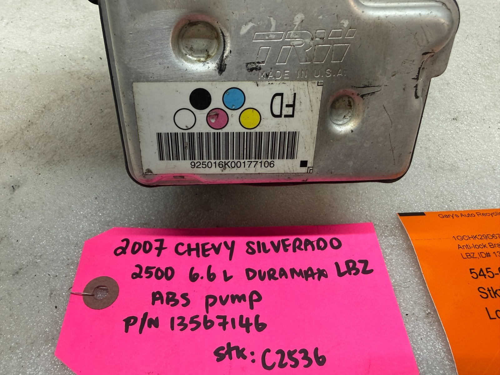 03-07 Chevrolet GMC SILVERADO 2500 6.6 ABS ANTI LOCK BRAKE PUMP MODULE 13567146