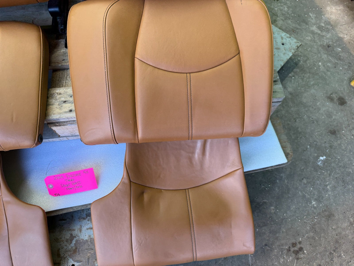 05-13 PORSCHE 997 911 LEFT RIGHT POWER HEATED 18 WAY SPORT SEATS NATURAL BROWN