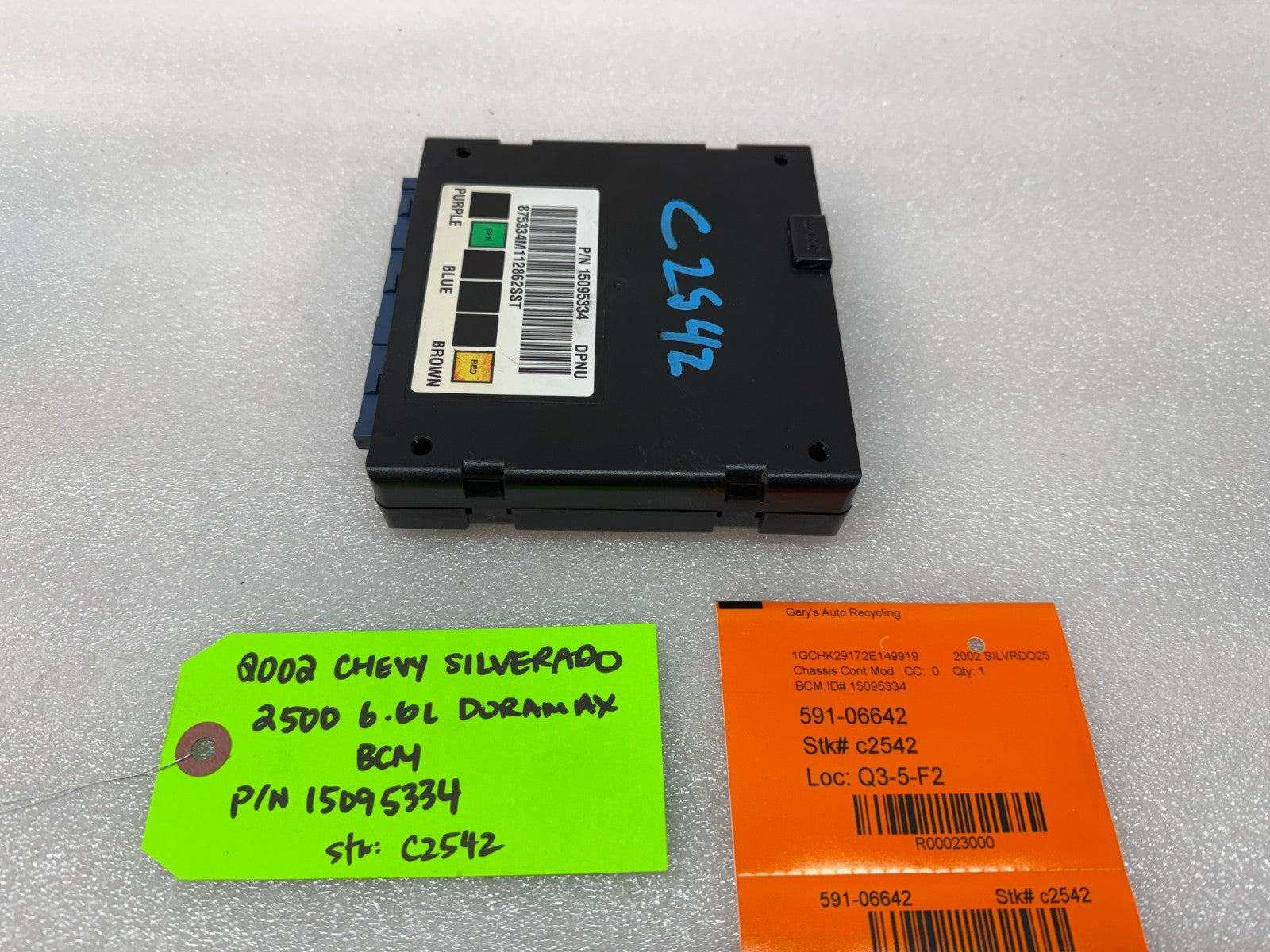 01 02 Chevrolet GMC DURAMAX LB7 6.6 BODY CONTROL MODULE BCM 15095334