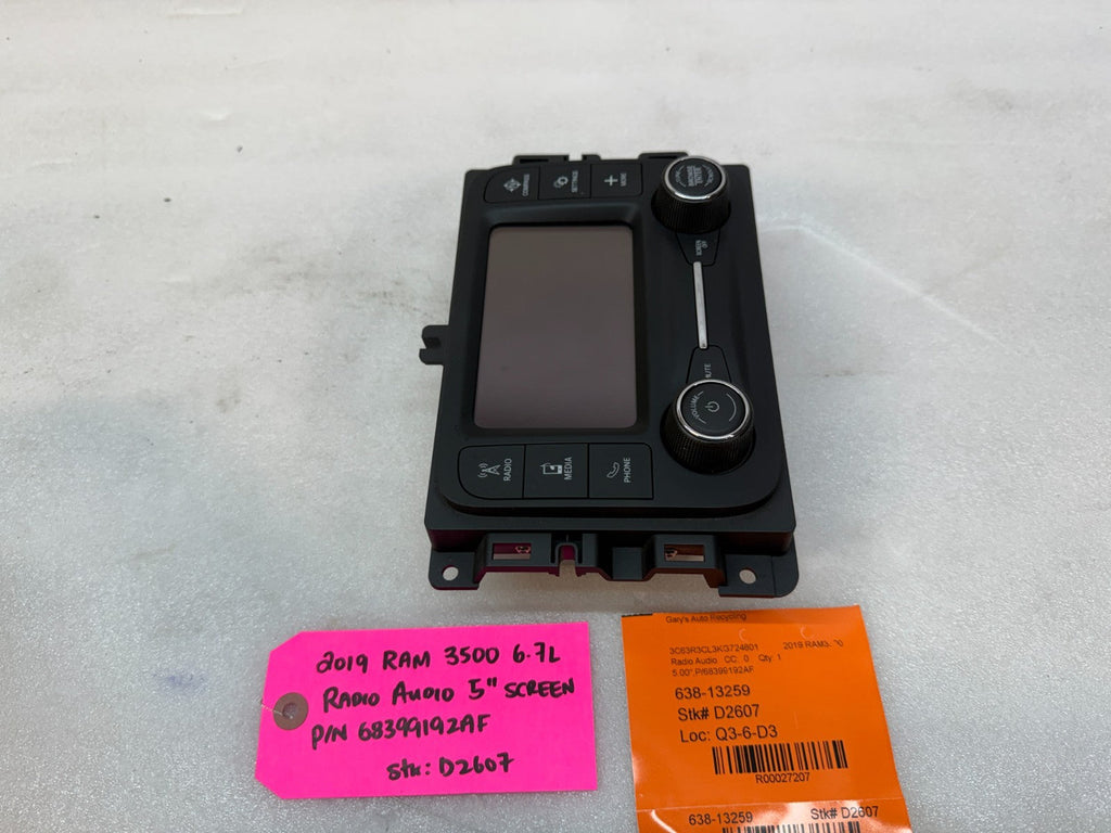 19 20 21 RAM 2500 3500 OEM 5" TOUCHSCREEN RADIO DISPLAY SCREEN 68399192AF