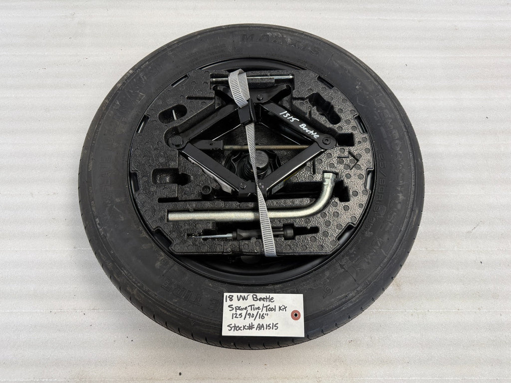 12-19 VOLKSWAGEN BEETLE OEM COMPLETE SPARE TIRE WHEEL JACK TOOL KIT 125/90/16