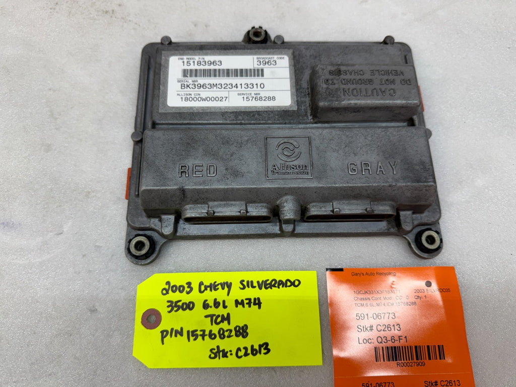03 Chevrolet GMC SILVERADO 6.6 TCM TCU TRANSMISSION COMPUTER ALLISON 15768288
