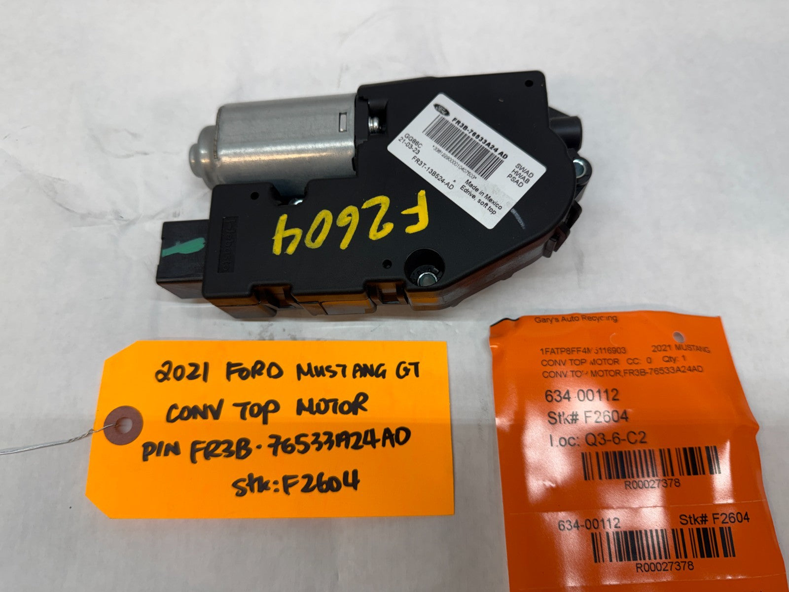15-23 FORD MUSTANG 5.0 GT S550 LEFT RIGHT POWER ROOF TOP MOTOR FR3B-76533A24AD