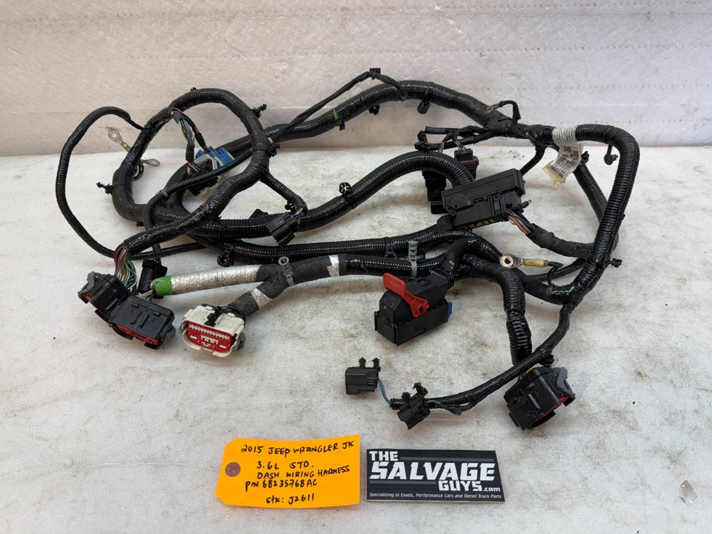 15 JEEP WRANGLER JK 3.6 DASH GAUGE WIRING HARNESS LOOM P68235768AC