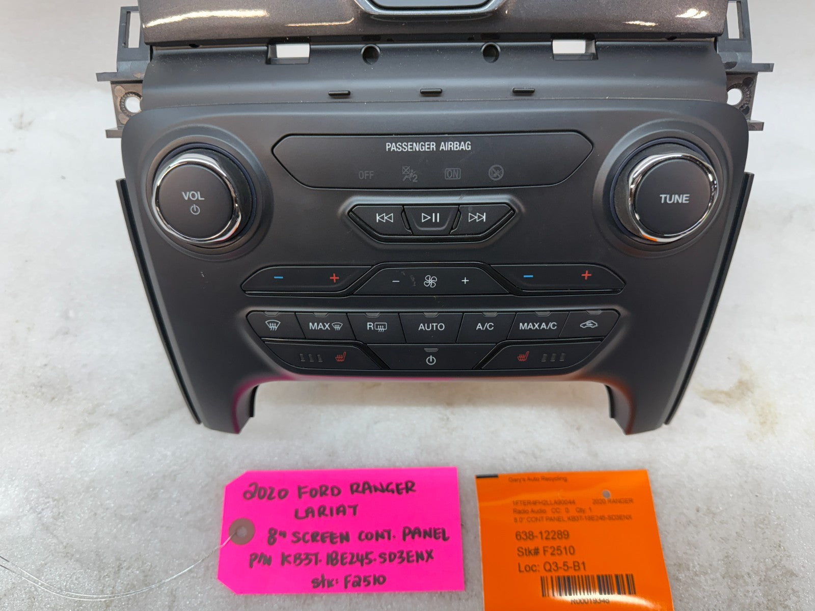 20 FORD RANGER LARIAT RADIO NAVIGATION HEATER CONTROL TRIM 19-23