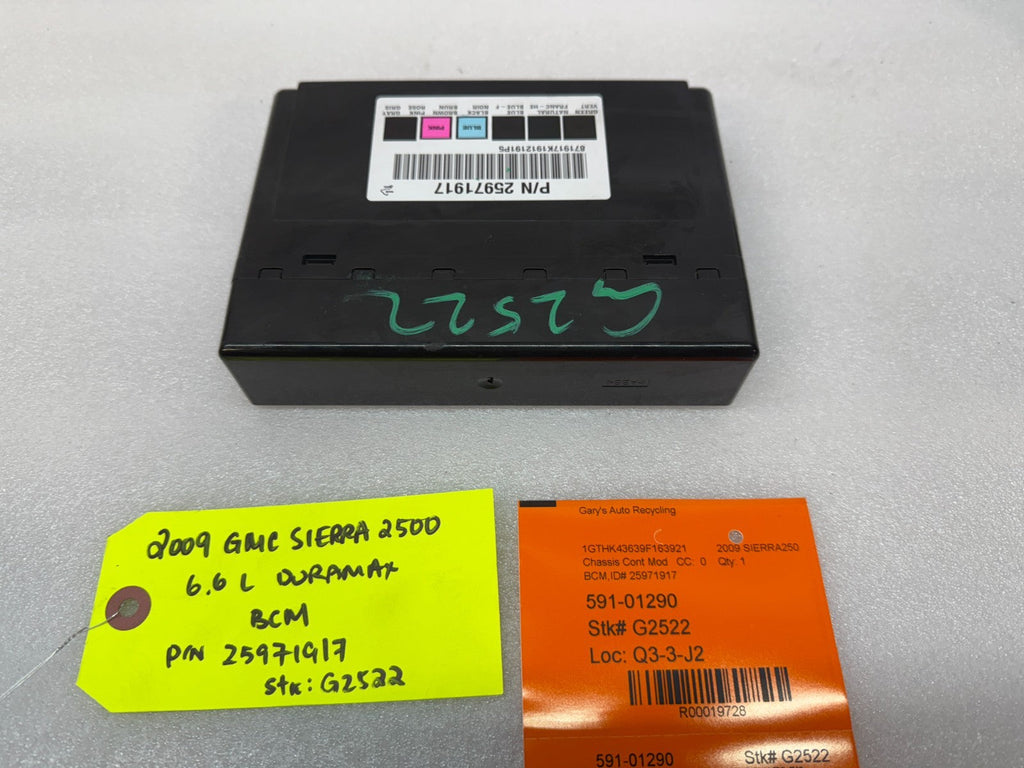 08 09 10 Chevrolet GMC DURAMAX LMM 6.6 BCM BODY CONTROL MODULE 25971917