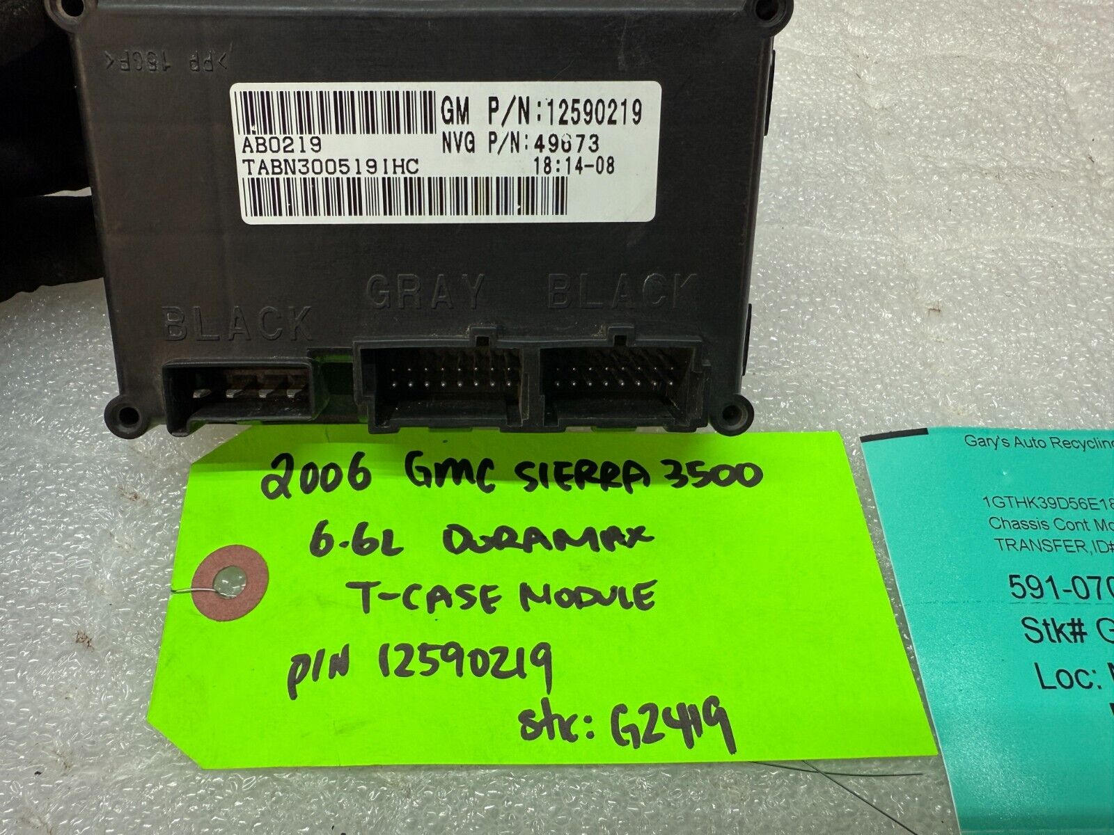 03-06 GMC SIERRA SILVERADO 2500 3500 TRANSFER CASE CONTROL MODULE 12590219