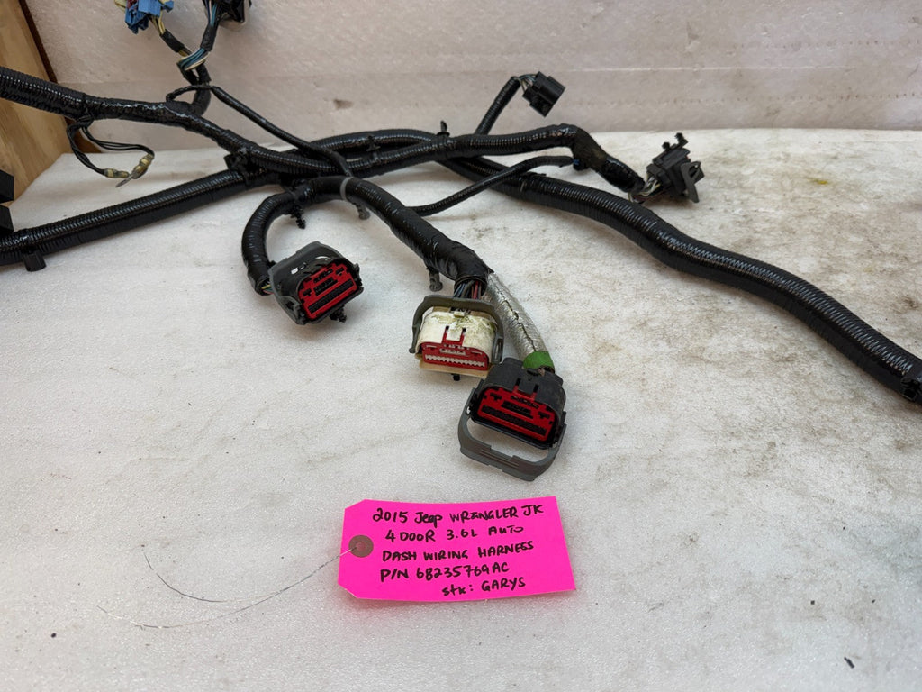 15 JEEP WRANGLER JK 3.6 DASH GAUGE WIRING HARNESS LOOM P68235769AC