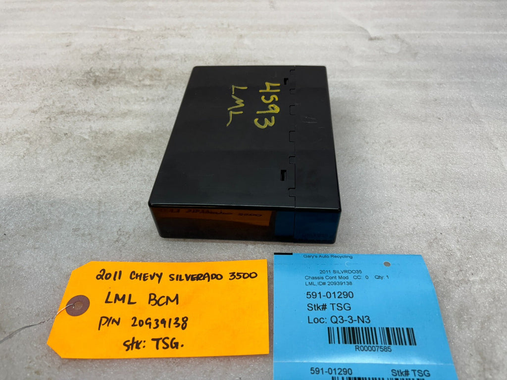 11-14 Chevrolet GMC 2500HD DURAMAX 6.6 LML BCM BODY CONTROL MODULE 20939138