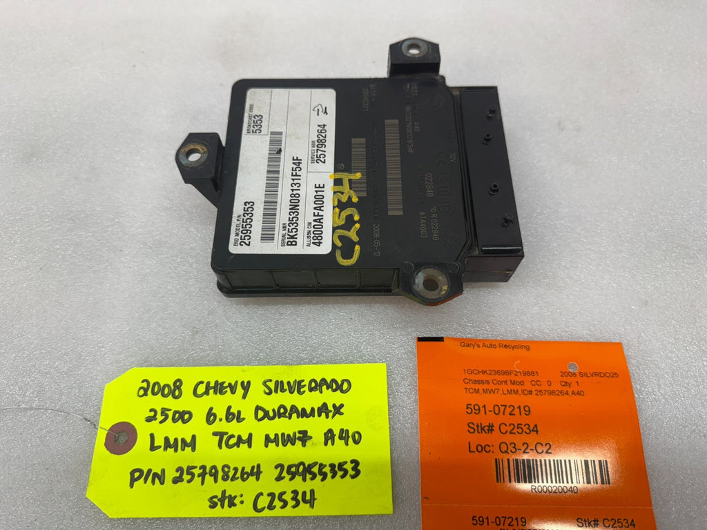 06 07 08 GMC SIERRA ALLISON A40 TRANSMISSION CONTROL MODULE TCM TCU A40 25798264