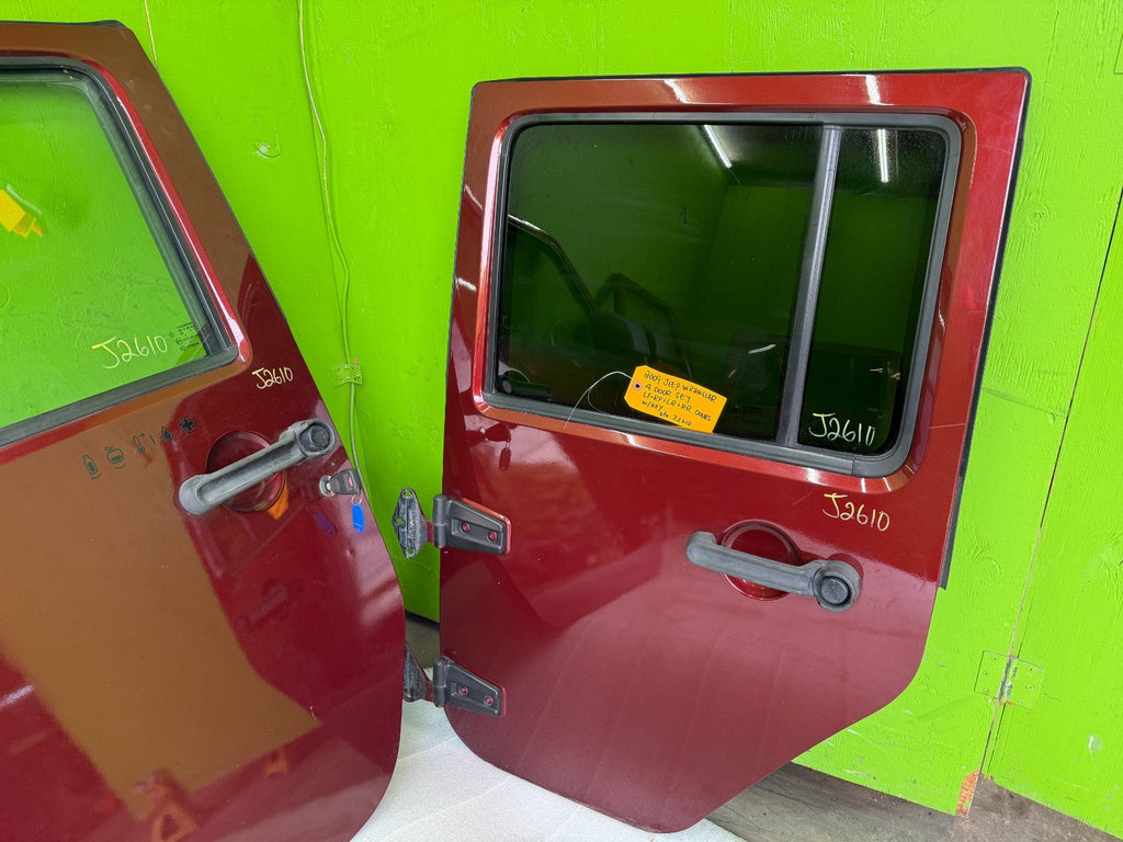 07-18 JEEP WRANGLER JK OEM FULL HARD DOORS RED WITH DOOR PANELS MIRROR KEY PEM