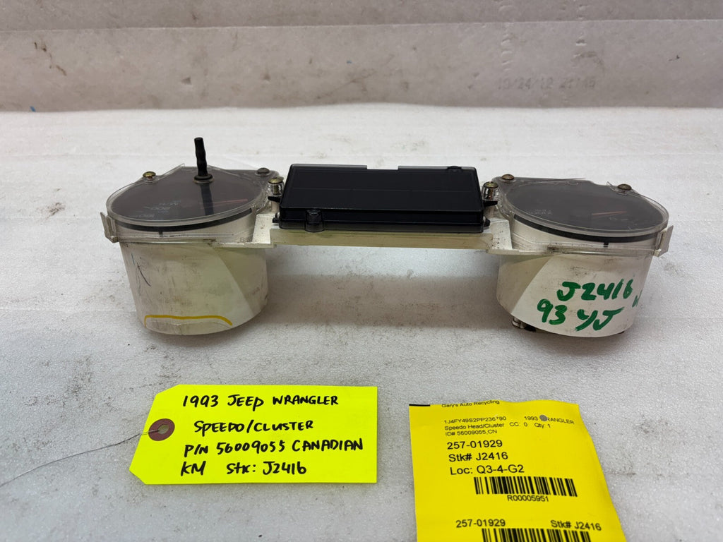 92-95 JEEP WRANGLER YJ OEM METRIC GAUGE CLUSTER SPEEDOMETER TACH 56009055