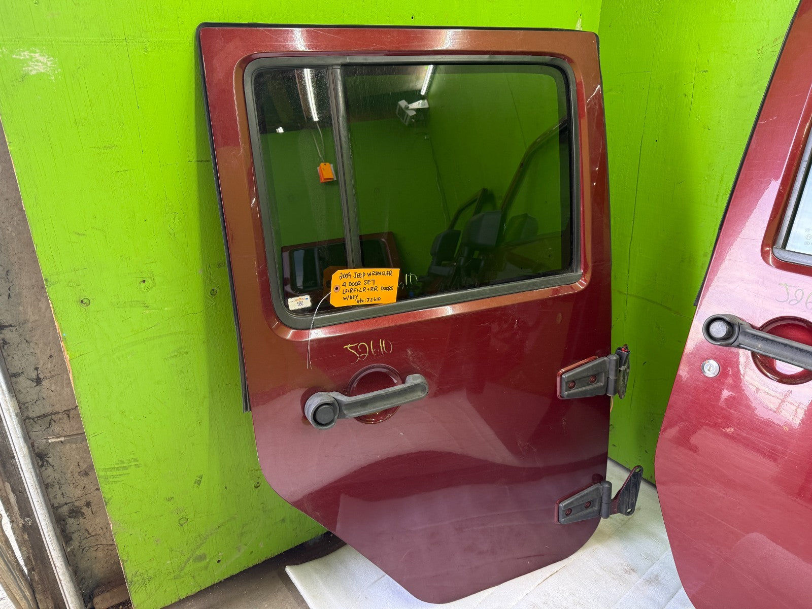 07-18 JEEP WRANGLER JK OEM FULL HARD DOORS RED WITH DOOR PANELS MIRROR KEY PEM