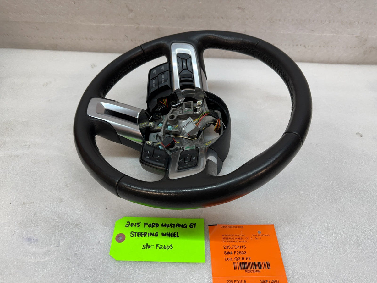 2015 FORD MUSTANG GT BLACK LEATHER STEERING WHEEL W CONTROLS 6sp MANUAL 15 16 17