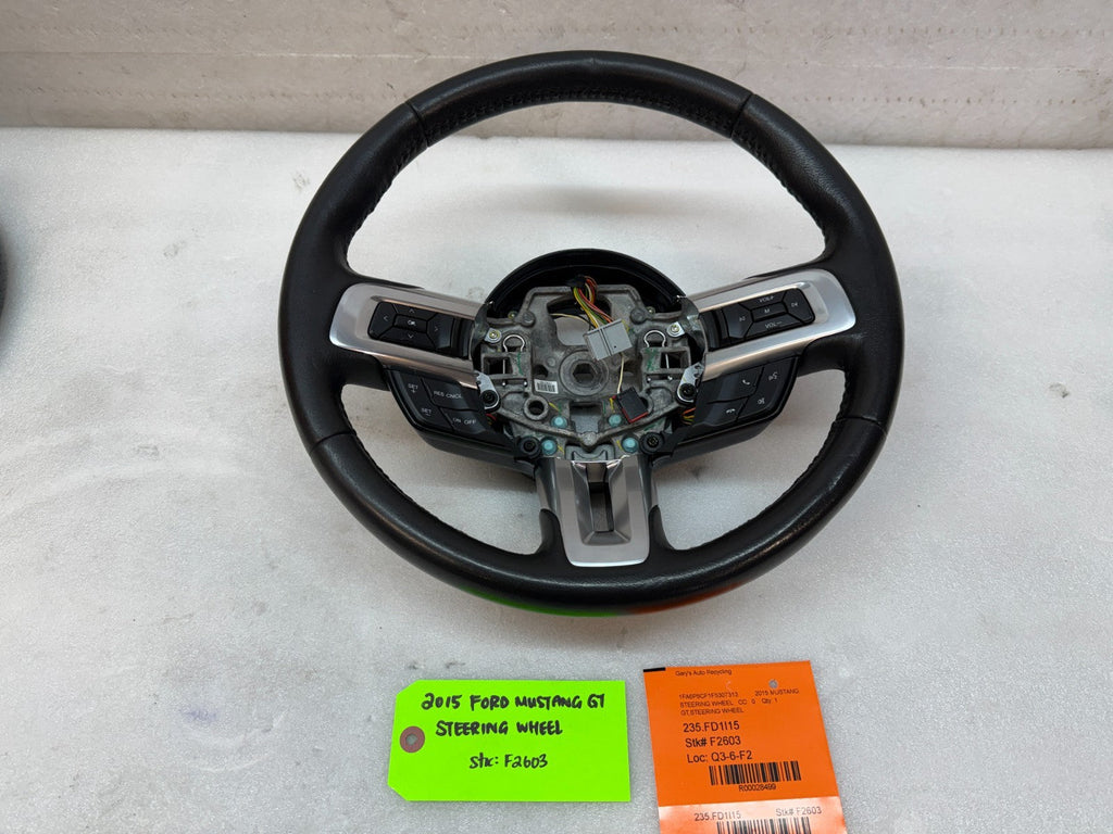 2015 FORD MUSTANG GT BLACK LEATHER STEERING WHEEL W CONTROLS 6sp MANUAL 15 16 17