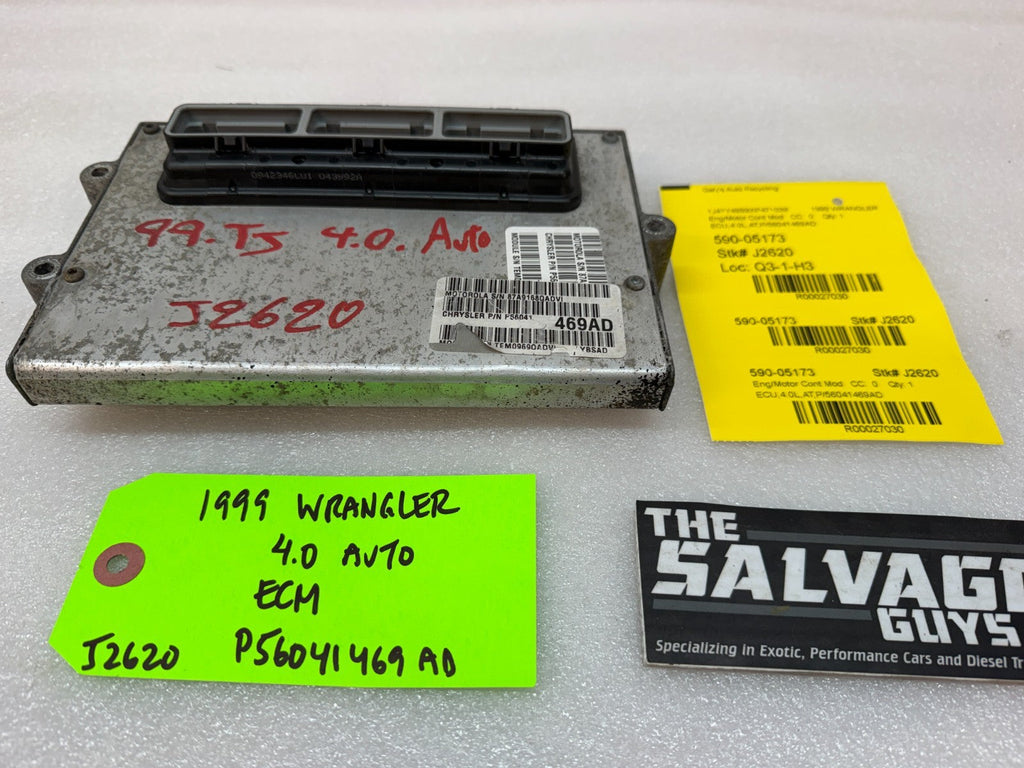 99 JEEP WRANGLER TJ 4.0 AUTOMATIC TRANS ENGINE COMPUTER ECM ECU P56041469AD