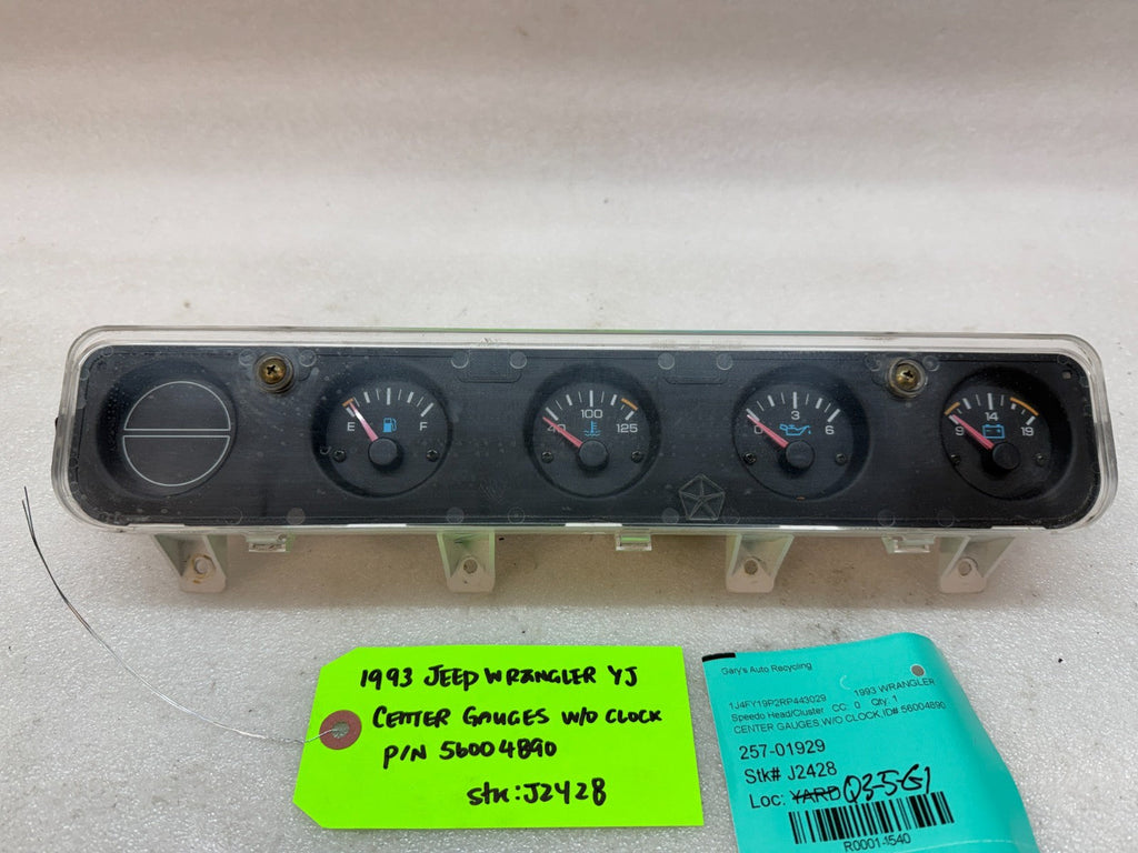 92-95 JEEP WRANGLER YJ OEM METRIC CENTER GAUGE CLUSTER P56004890