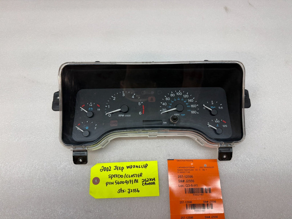 02 JEEP WRANGLER TJ OEM METRIC SPEEDOMETER GAUGE CLUSTER 56009171AE 97-00