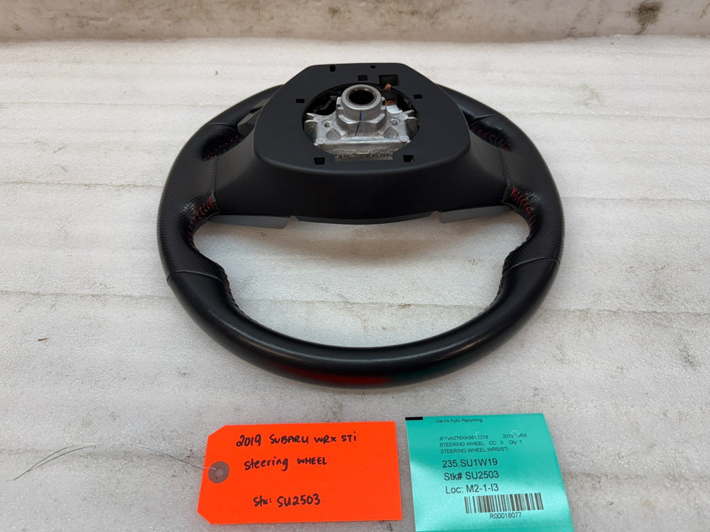 15-21 SUBARU WRX STI LEATHER STEERING WHEEL ASSEMBLY RED STITCHED OEM