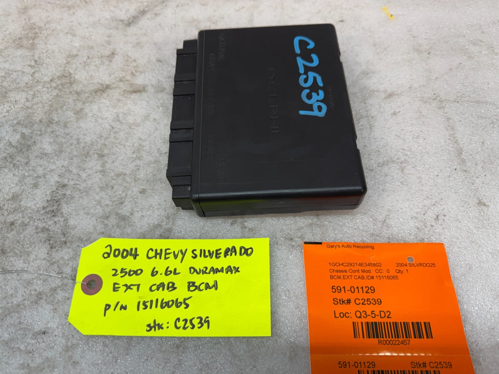 01-05 Chevrolet GMC 2500HD 3500HD 6.6 DURAMAX BODY CONTROL MODULE BCM 15116065