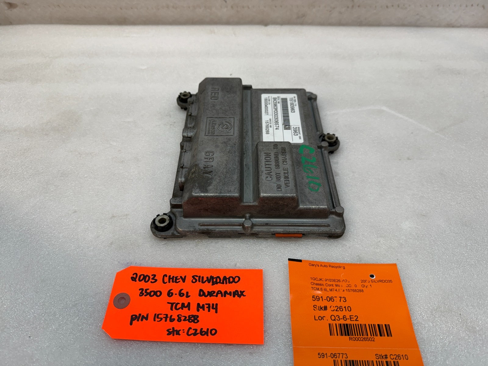 03 Chevrolet GMC SILVERADO 6.6 TCM TCU TRANSMISSION COMPUTER ALLISON 15768288