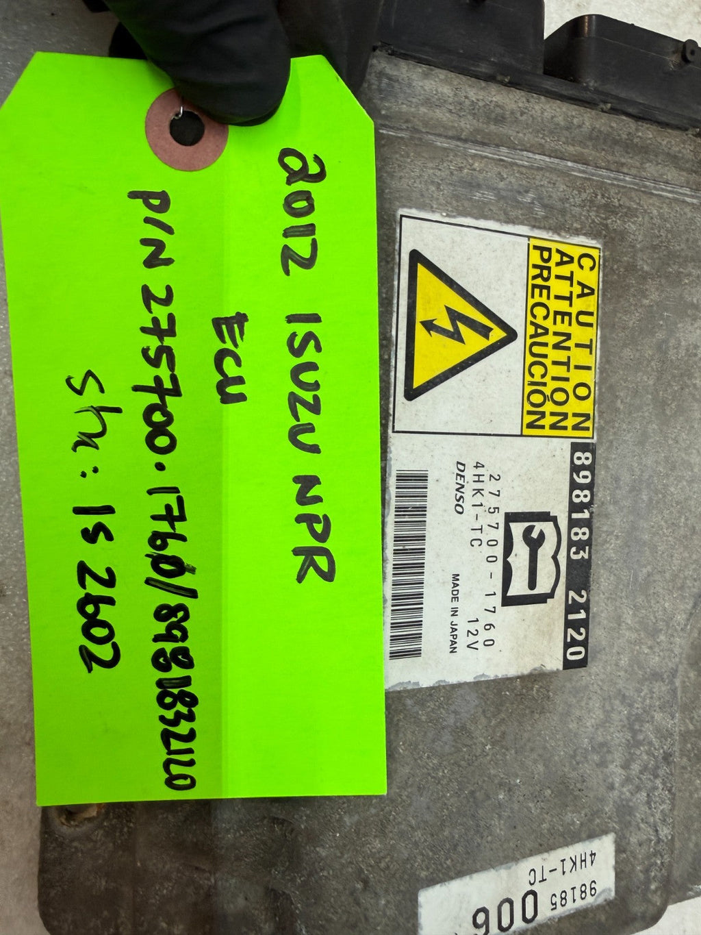 12 ISUZU NRR NPR NQR 5.2 4HK1 ECU ECM COMPUTER MODULE 275700-1760 8981832120