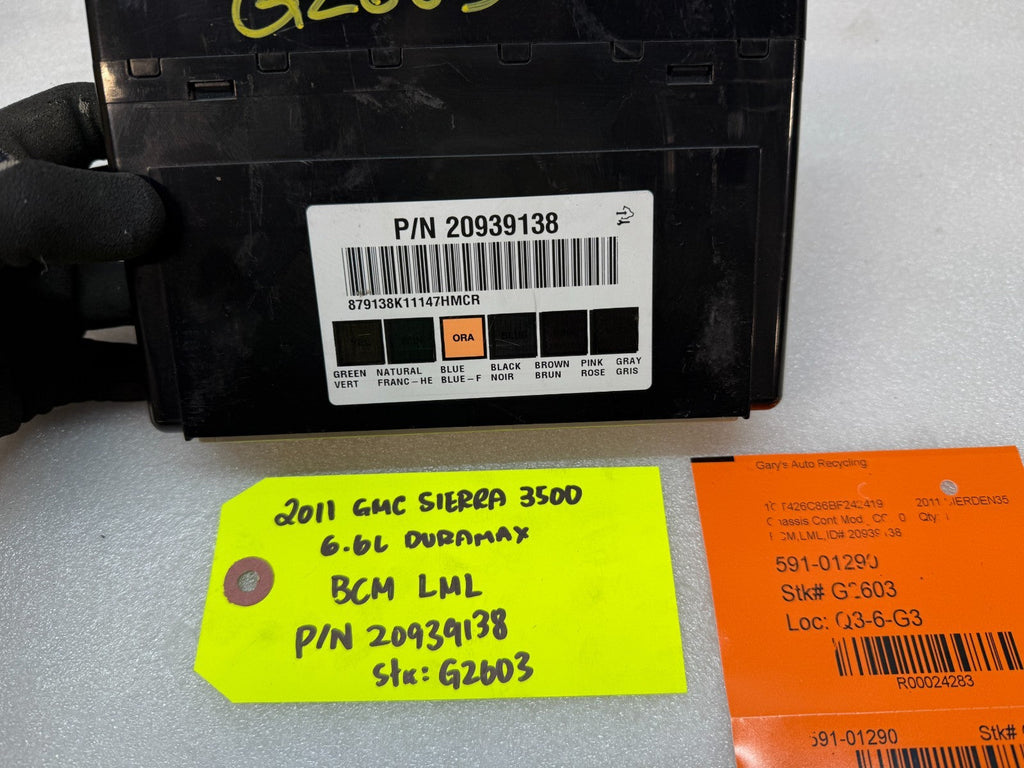 11-14 Chevrolet GMC 2500HD DURAMAX 6.6 LML BCM BODY CONTROL MODULE 20939138