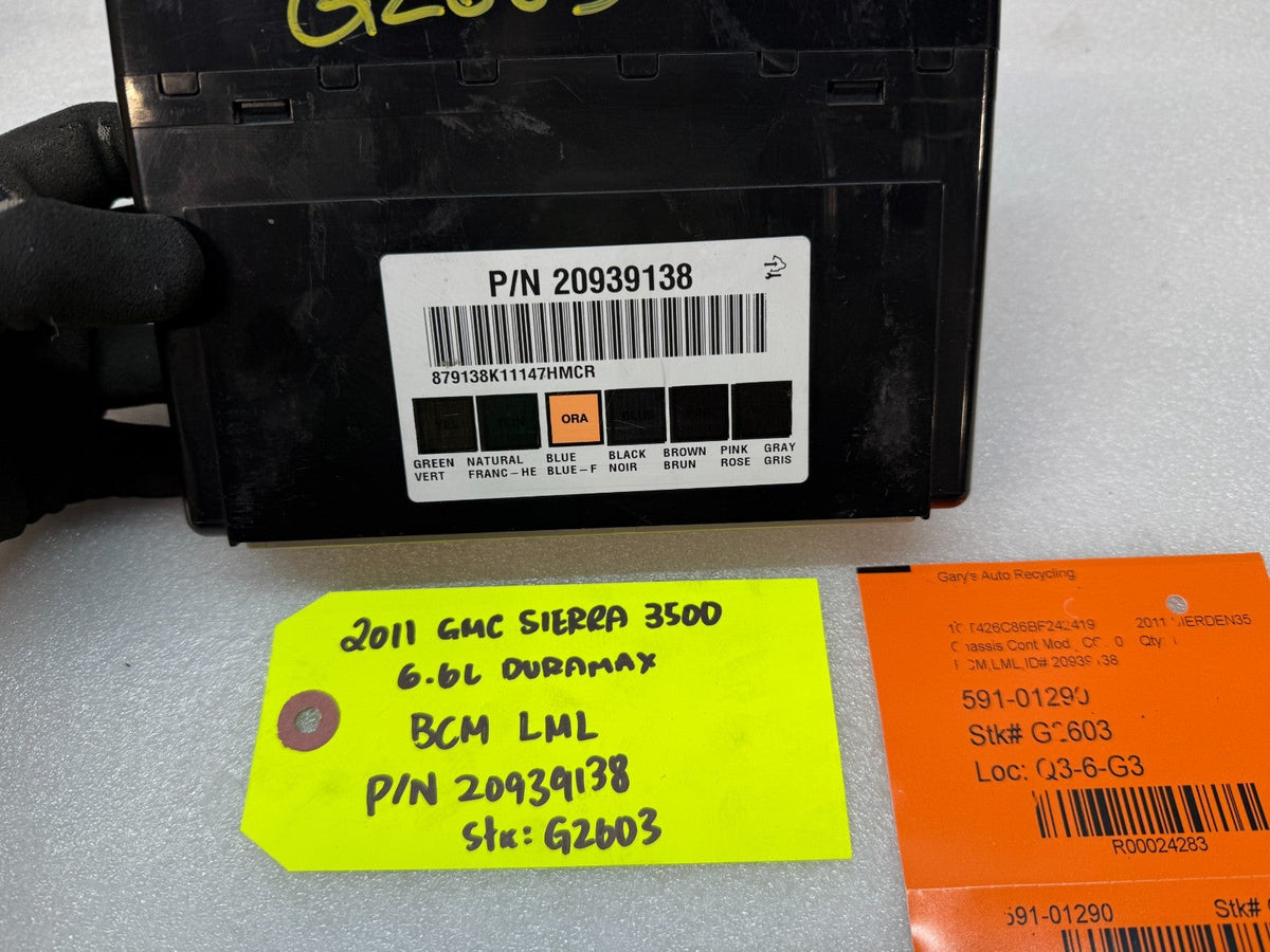 11-14 Chevrolet GMC 2500HD DURAMAX 6.6 LML BCM BODY CONTROL MODULE 20939138