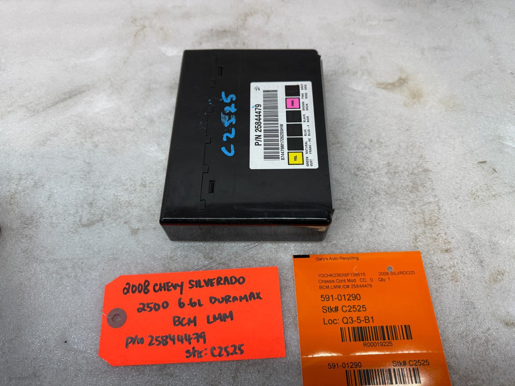 08 09 10 Chevrolet GMC DURAMAX LMM 6.6 BCM BODY CONTROL MODULE 25844479