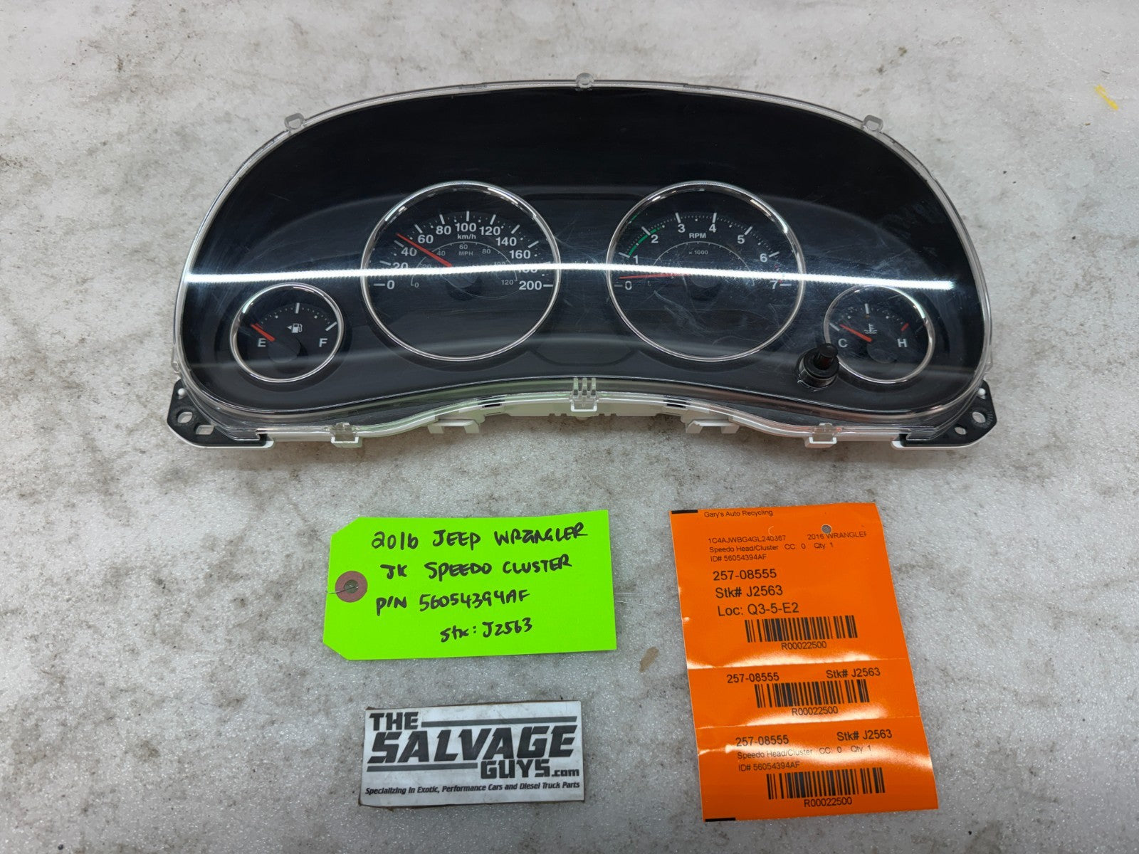 15 JEEP WRANGLER JK 3.6 METRIC SPEEDOMETER GAUGE CLUSTER 56054394AE 12-18
