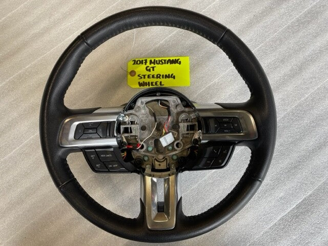 17 FORD MUSTANG GT BLACK LEATHER STEERING WHEEL W CONTROLS  6sp MANUAL 15 16 17