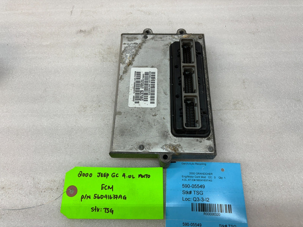 00 JEEP GRAND CHEROKEE 4.0 AUTOMATIC ENGINE COMPUTER ECM ECU P56041637AG